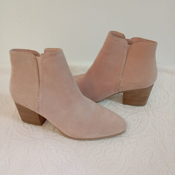 Aldo Womens Ankle Boots Size 7 Pink Suede Block Heel - Picture 9 of 9